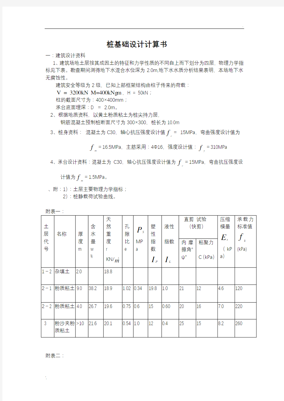 桩基础实例设计计算书