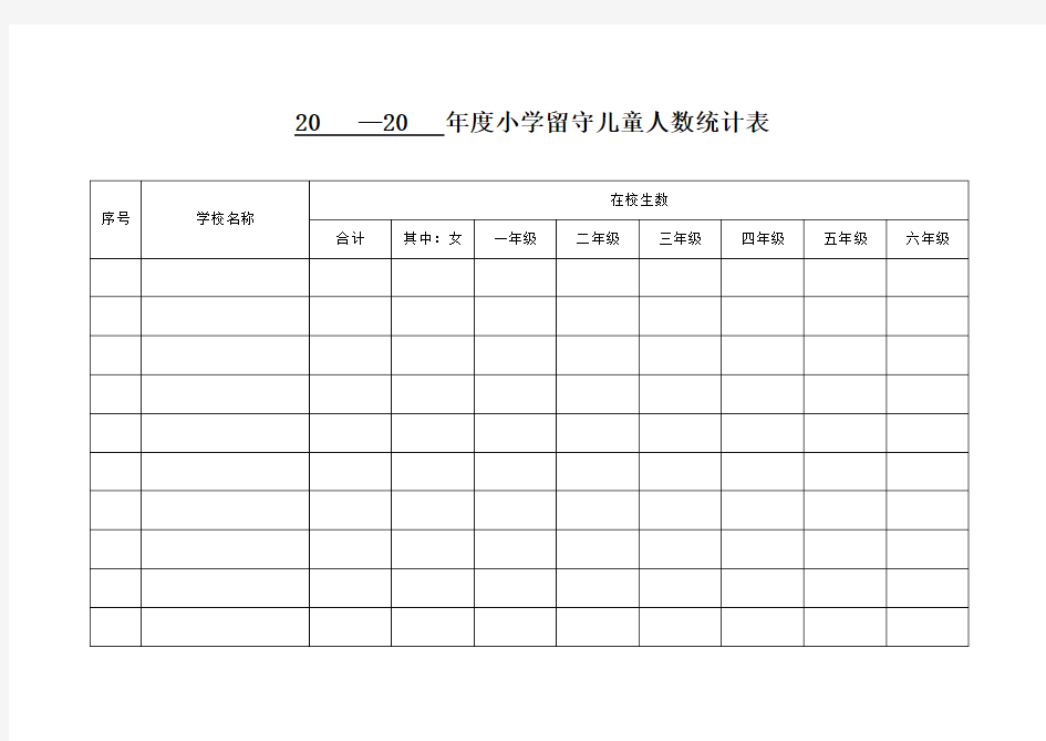 小学留守儿童人数统计表(6个表)