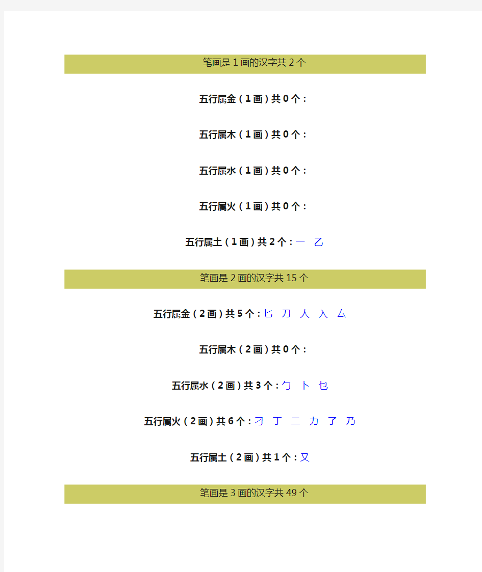 康熙字典-繁体字笔画五行