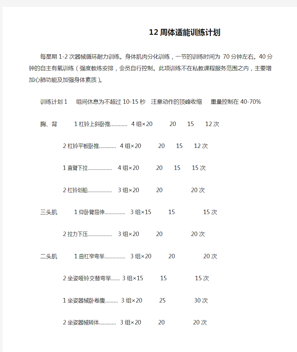 12周体适能训练计划