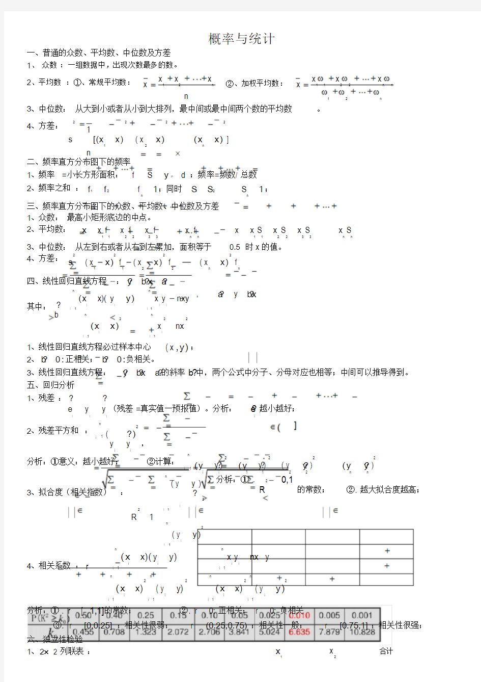 (最全)高中数学概率统计知识点总结