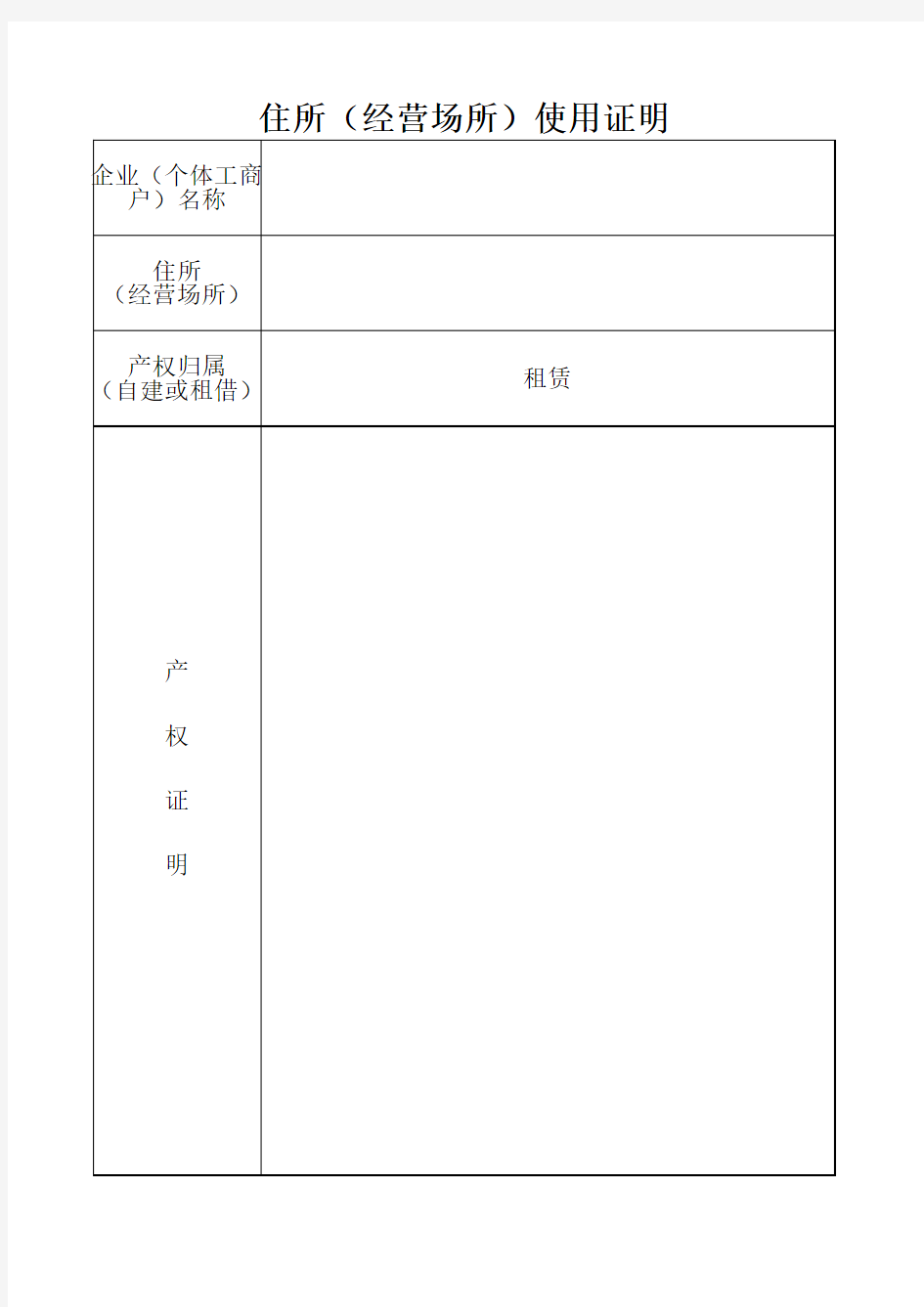 住所(经营场所)使用证明模板