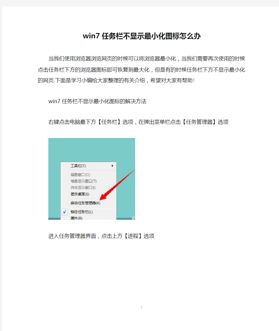 win7任务栏不显示最小化图标怎么办