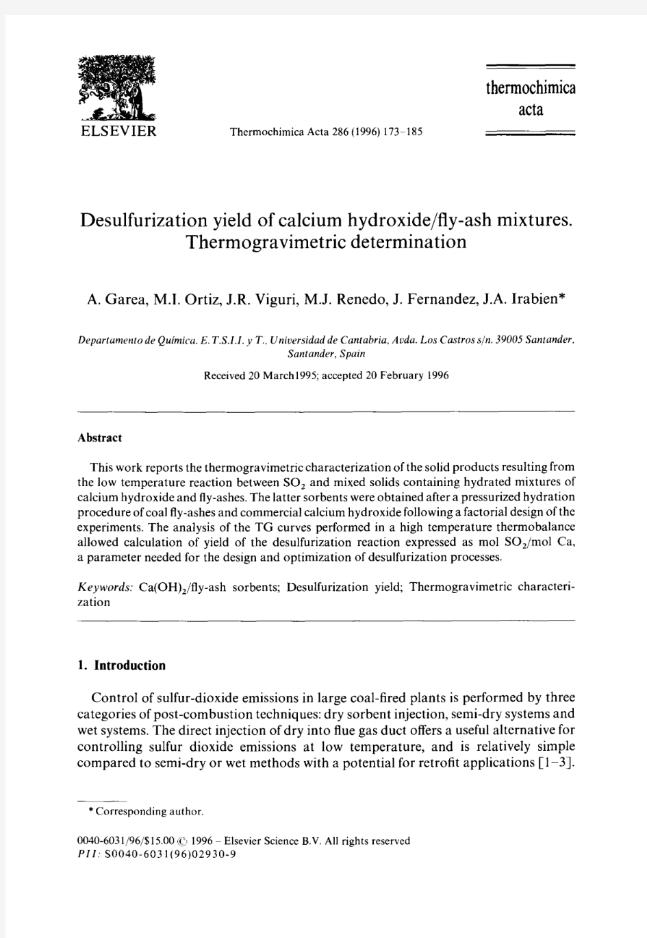 Desulfurization yield of calcium hydroxide fly-ash mixtures
