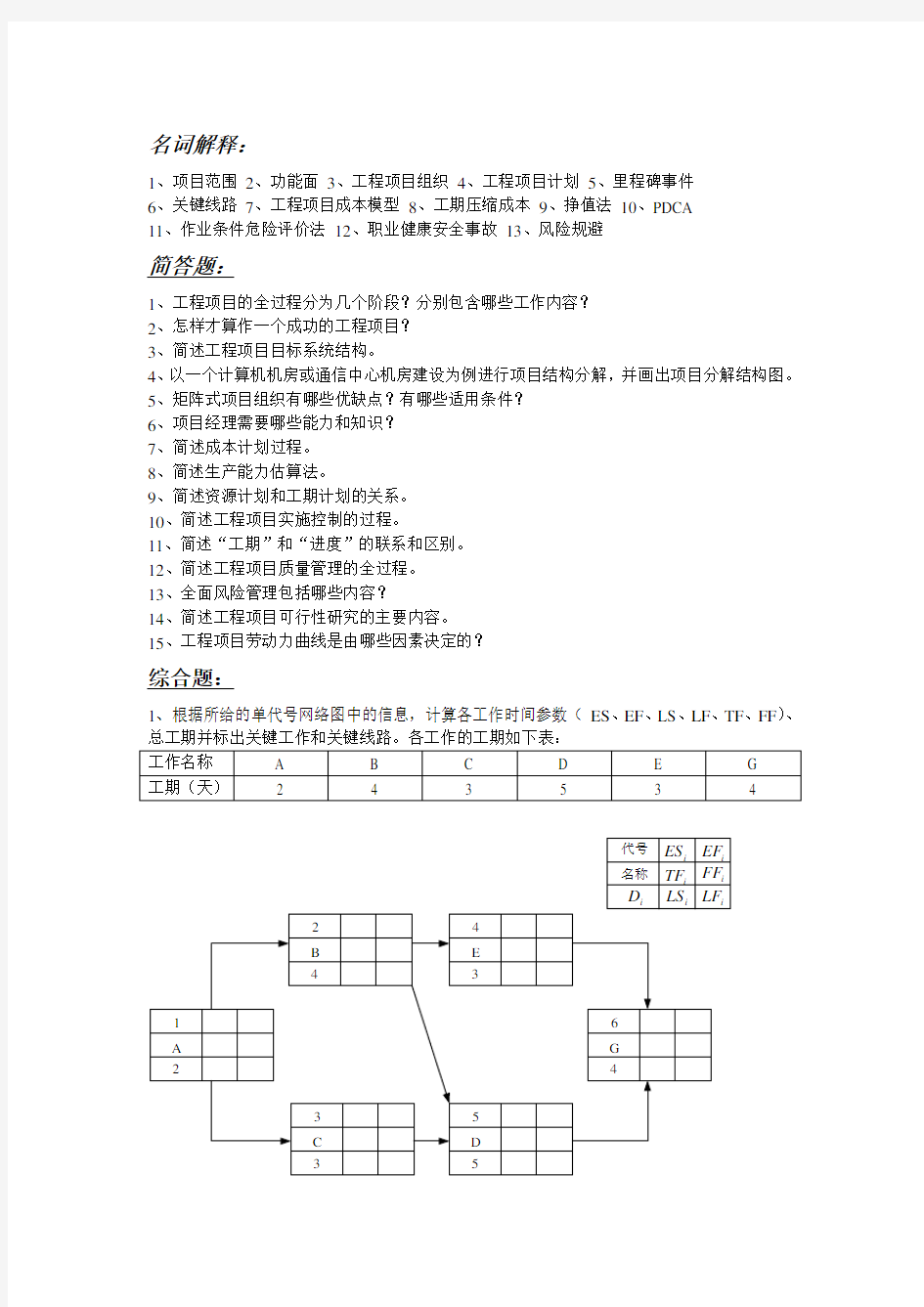 名词解释、简答、综合题