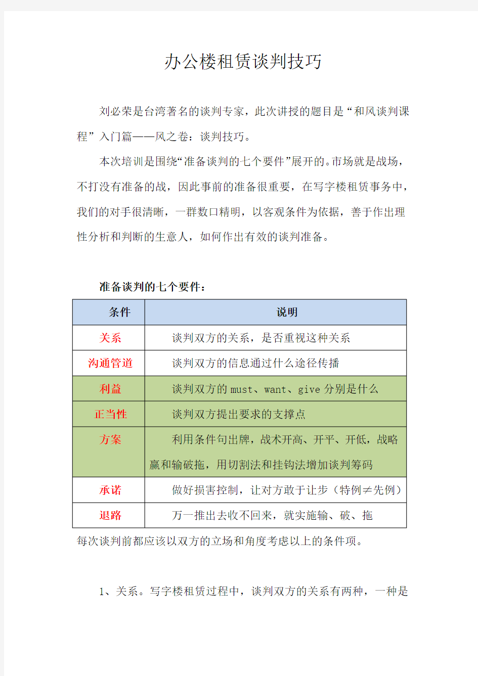 写字楼租赁谈判话术与技巧