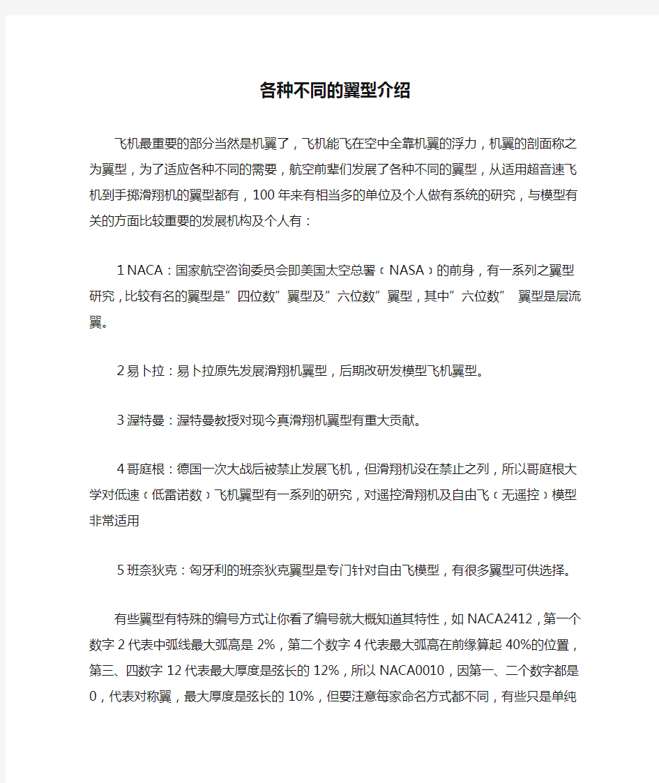 各种不同的翼型介绍