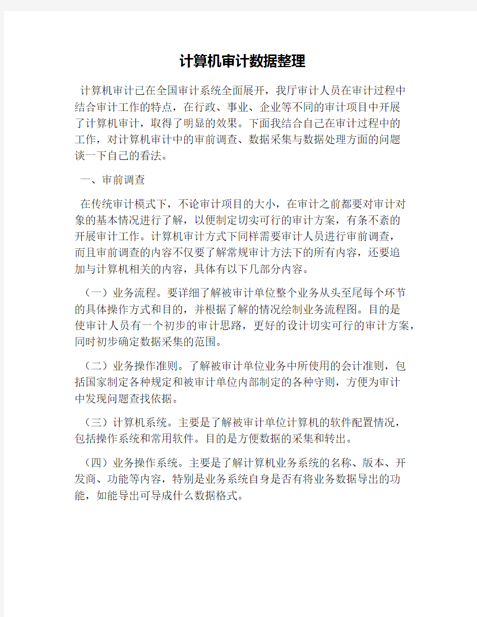 计算机审计数据整理