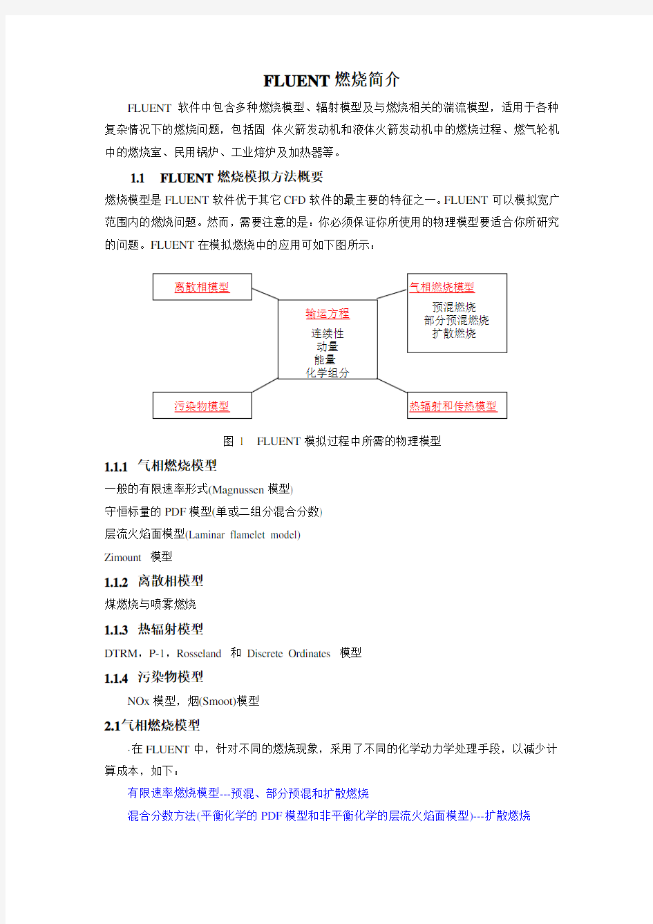 fluent燃烧简介