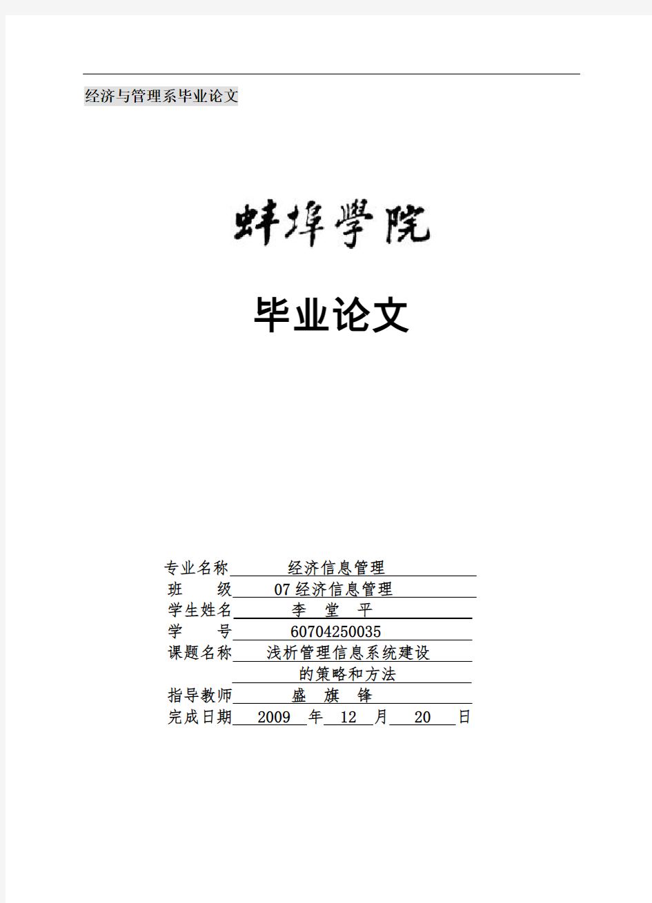 关于浅析管理信息系统建设的策略和方法