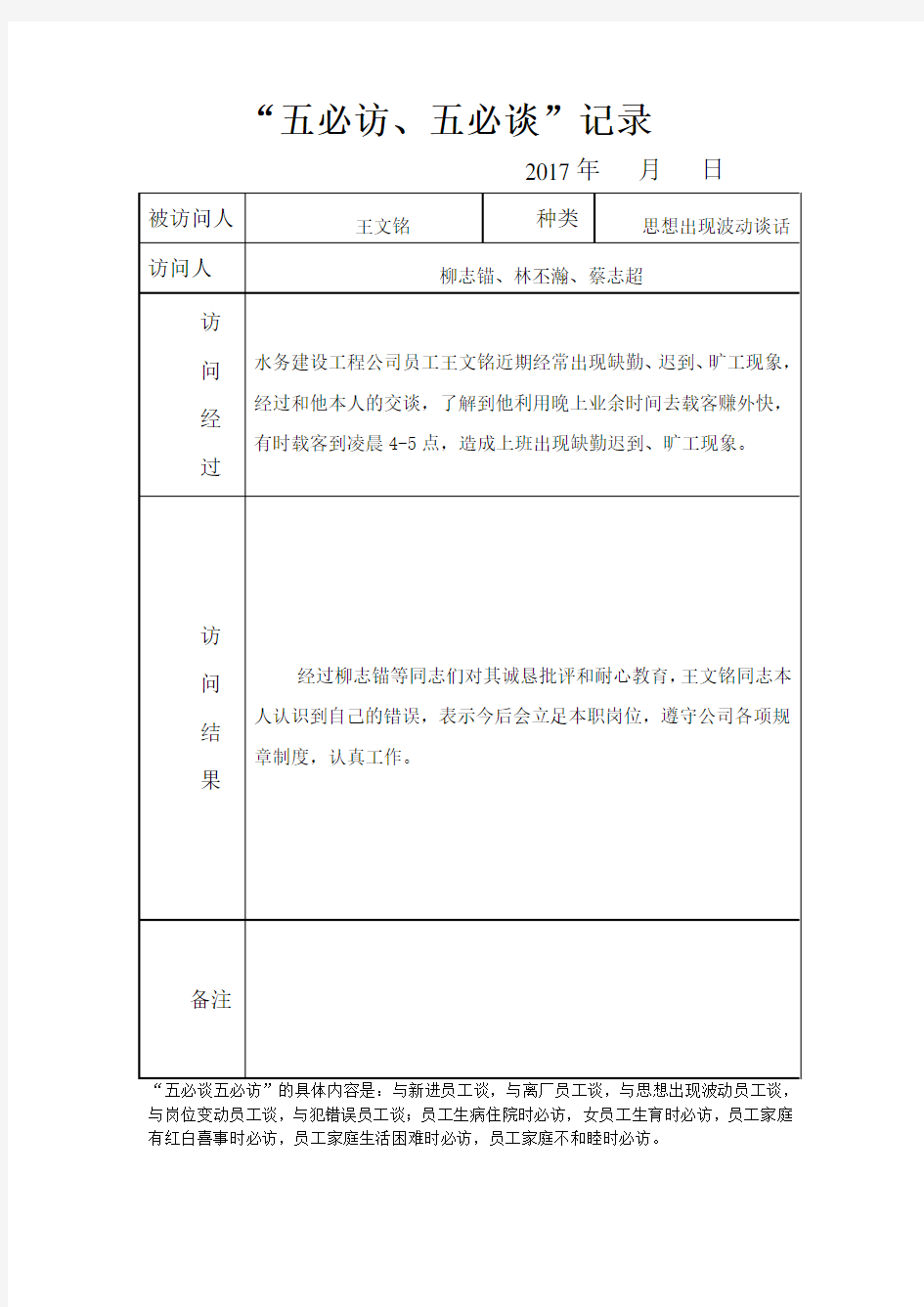 五必访,五必谈——员工思想出现波动谈话