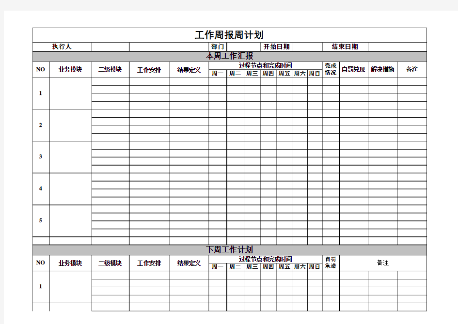 企业 周报周计划模板 精品