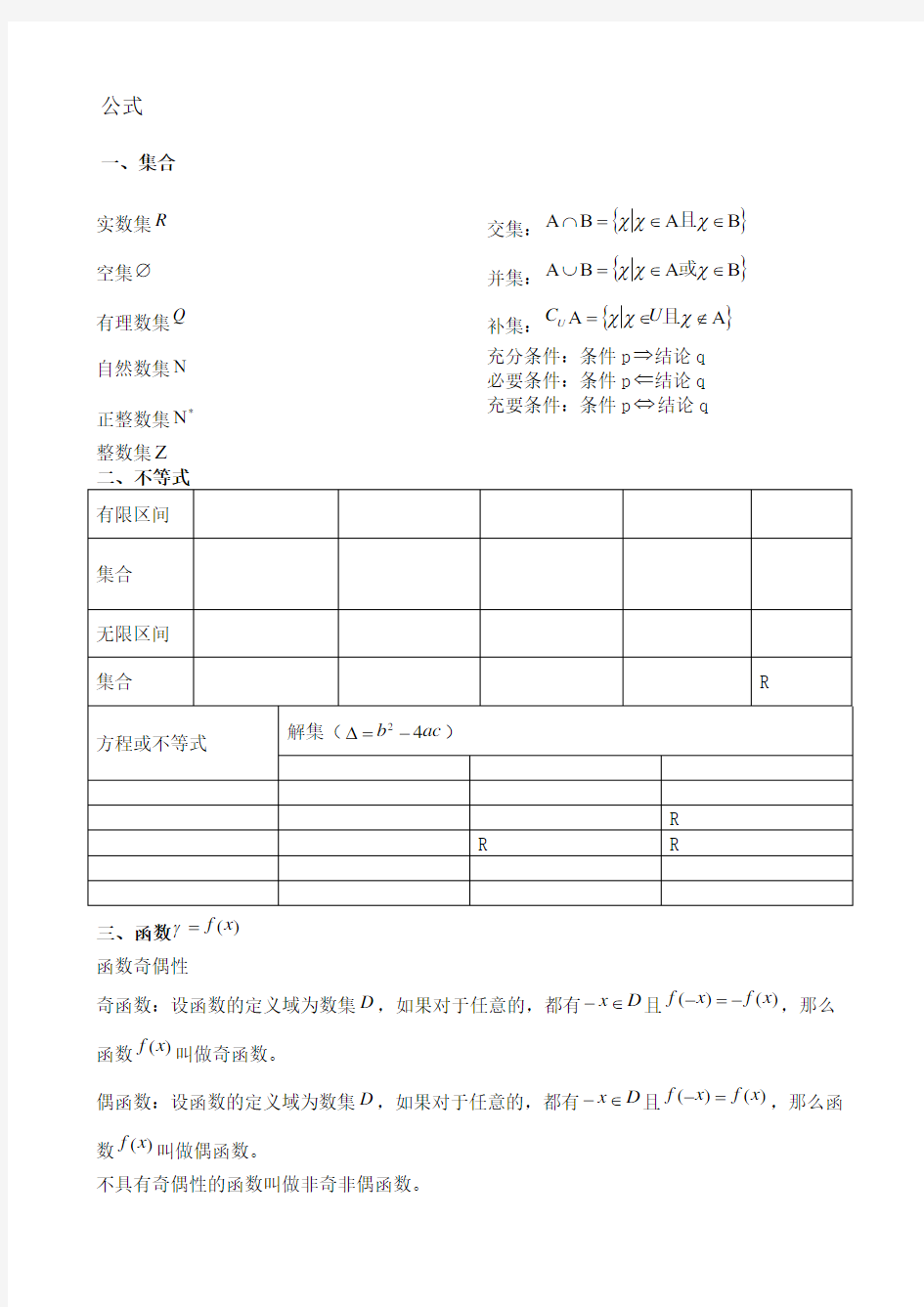 职高数学公式整理