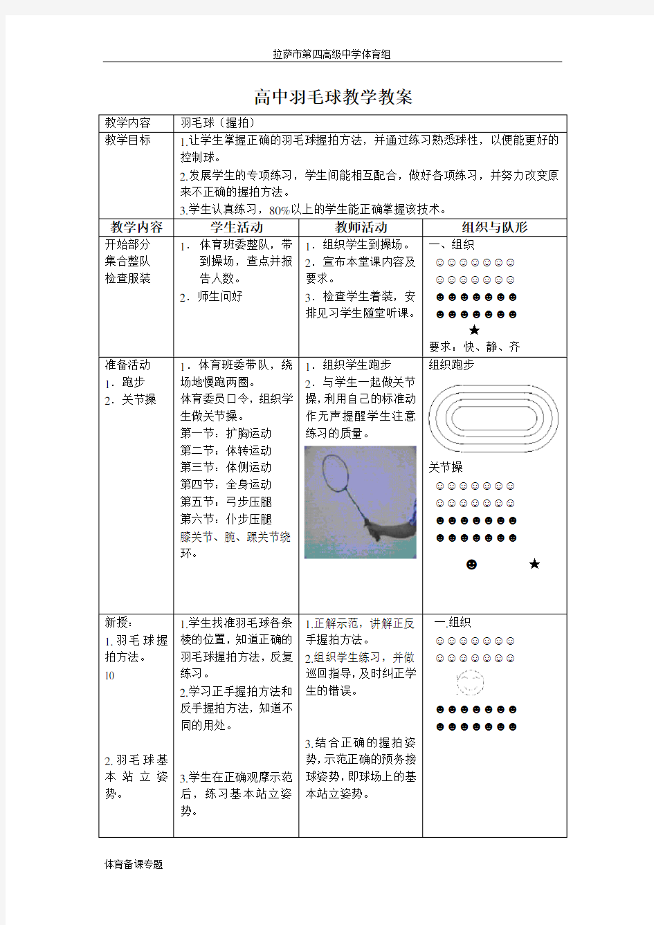 高中羽毛球教案