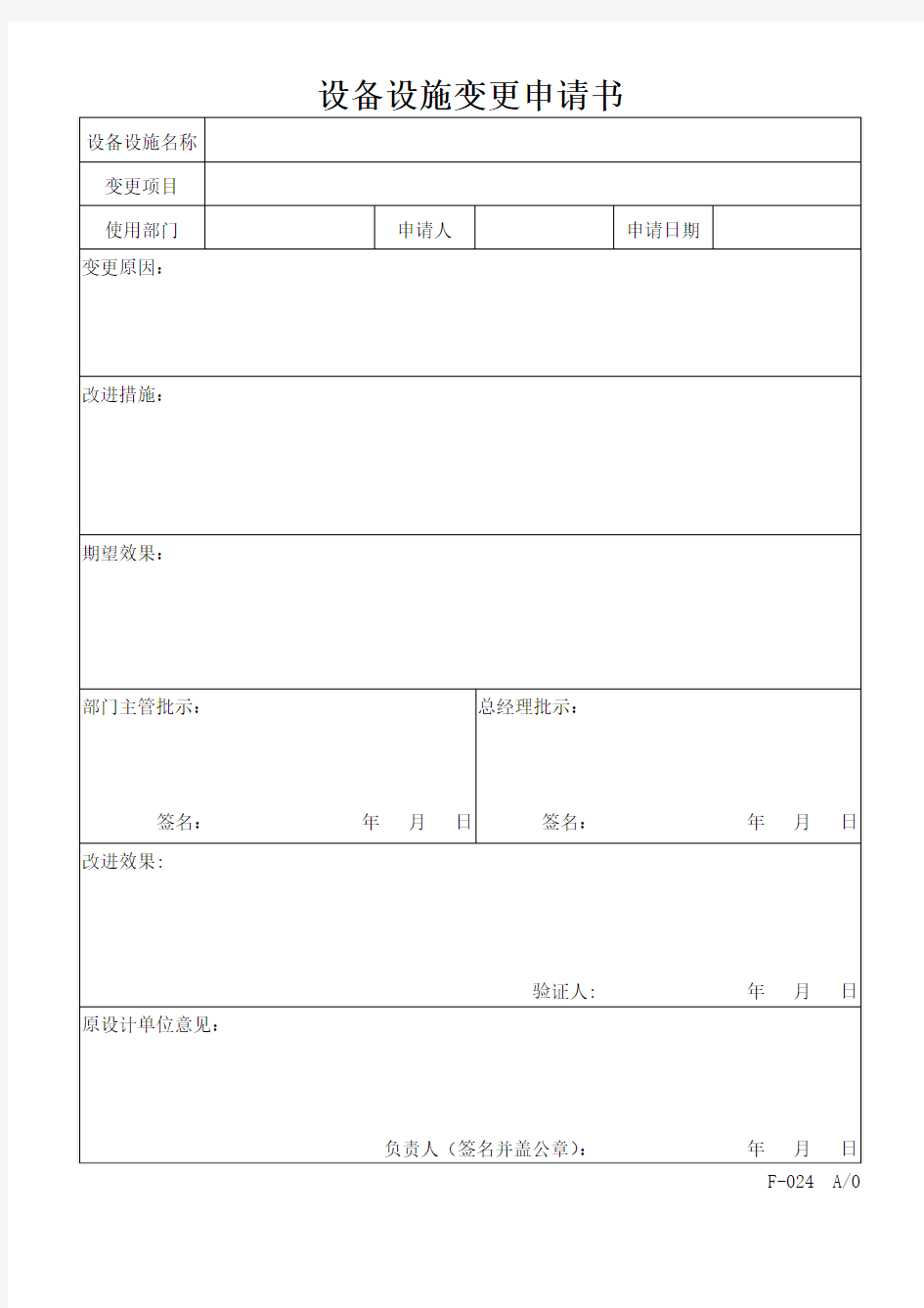 设备设施变更申请书(1)