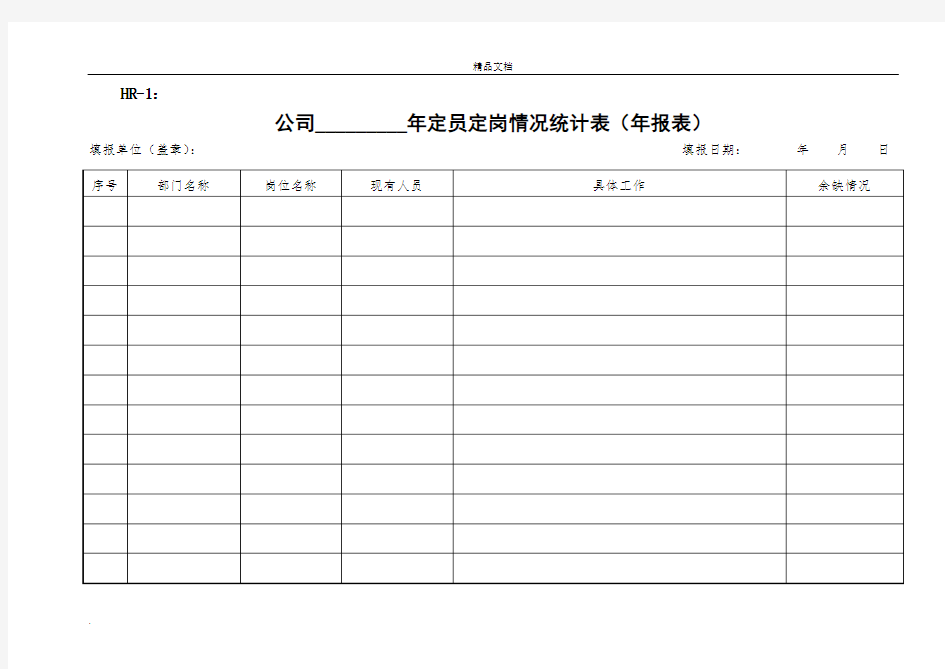 人力资源管理表格汇总(2016年最新最全)