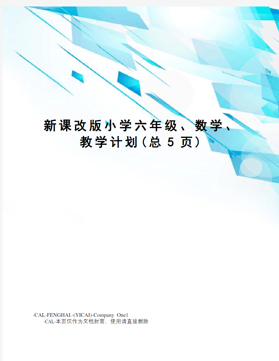 新课改版小学六年级、数学、教学计划