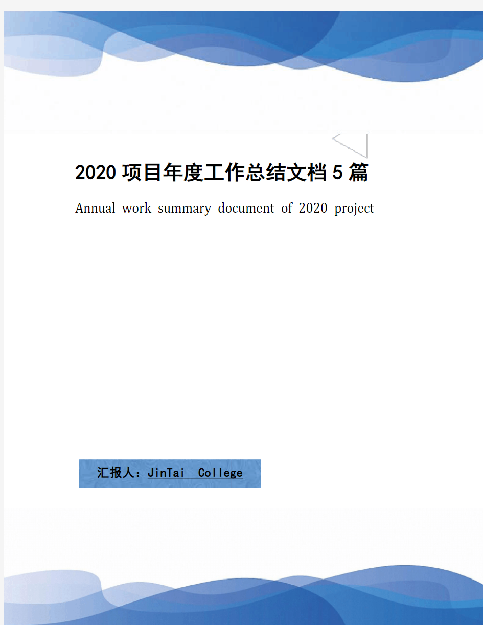 2020项目年度工作总结文档5篇