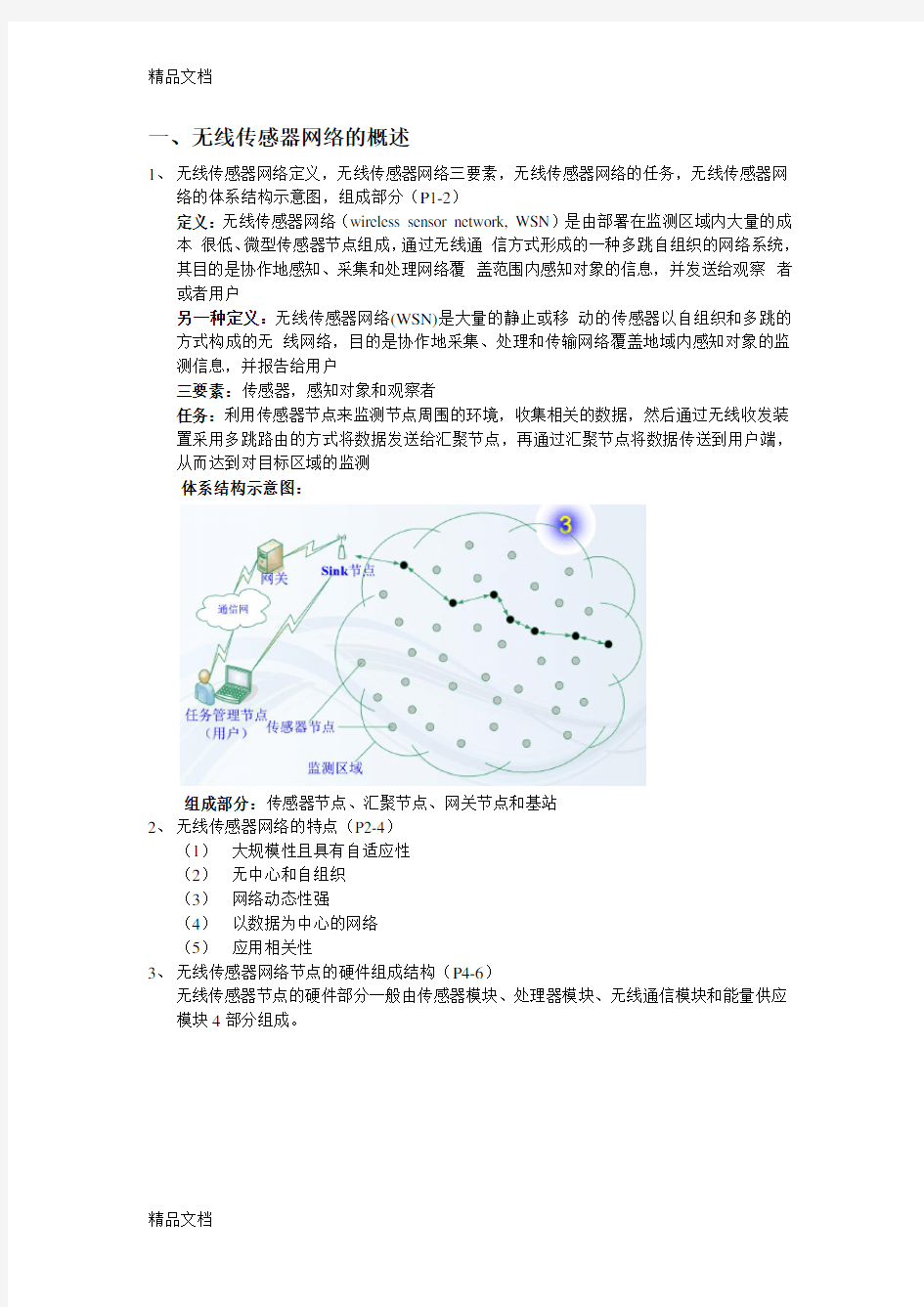 最新无线传感器网络知识点归纳