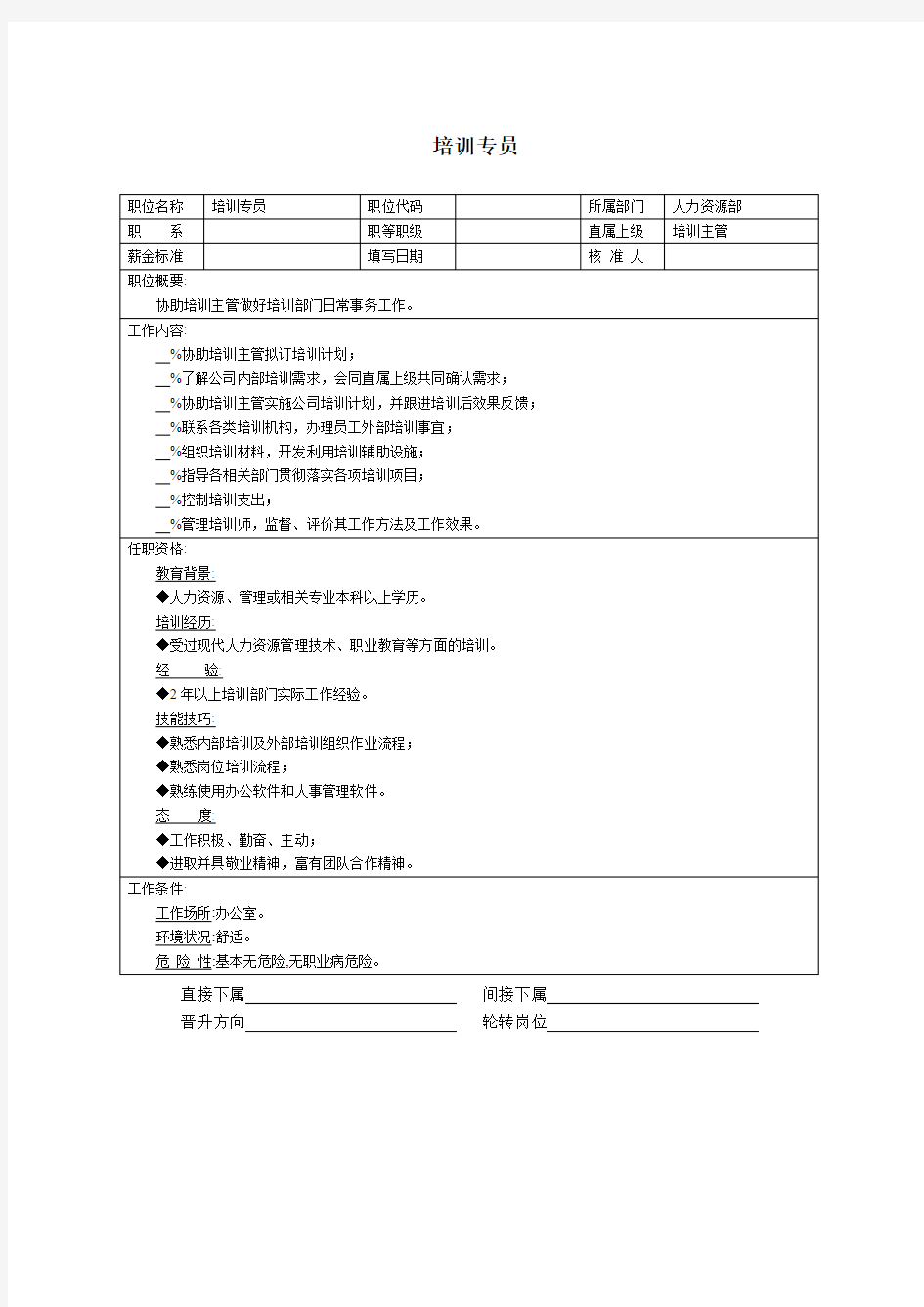 培训专员：技术人员岗位职责