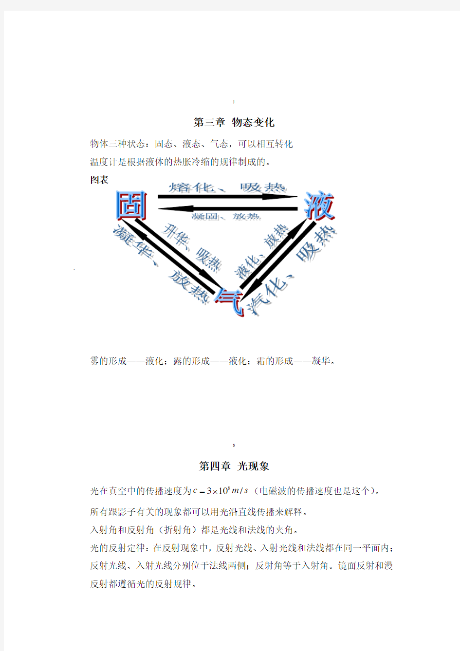 初中物理知识点整理(人教版)