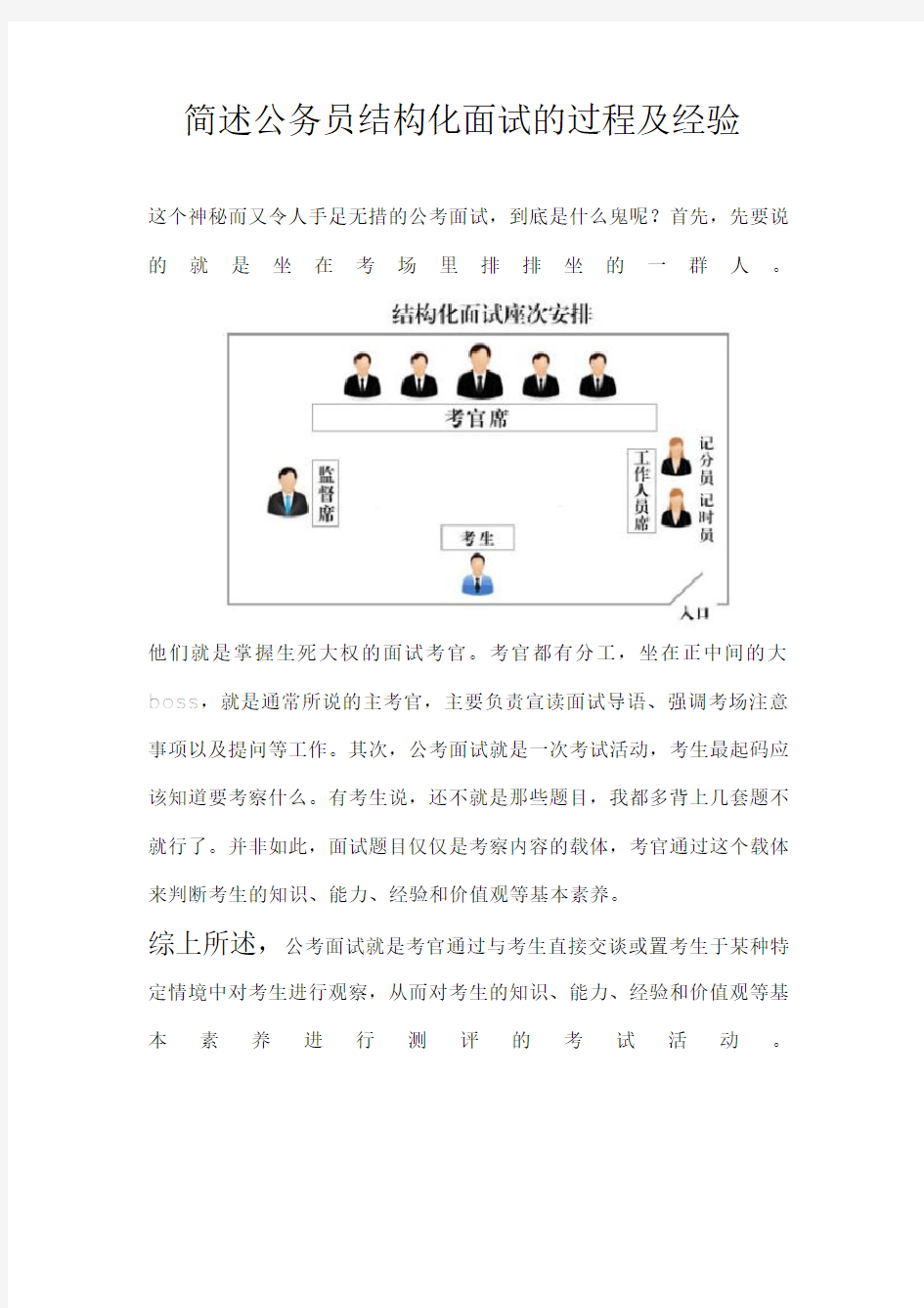 简述公务员结构化面试的过程及经验