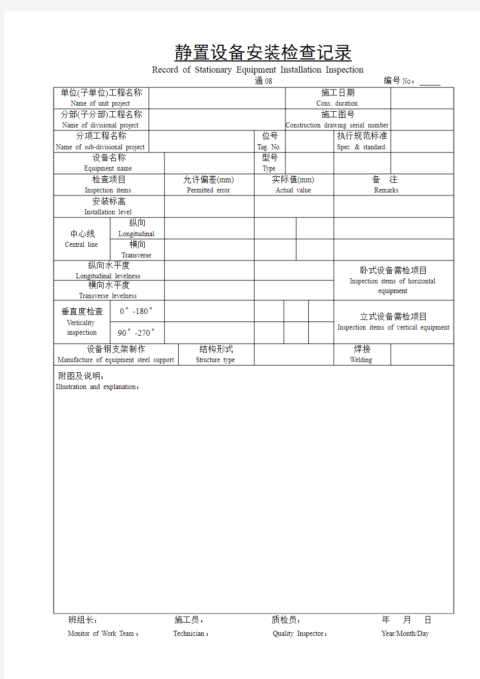 通静止设备安装检查记录