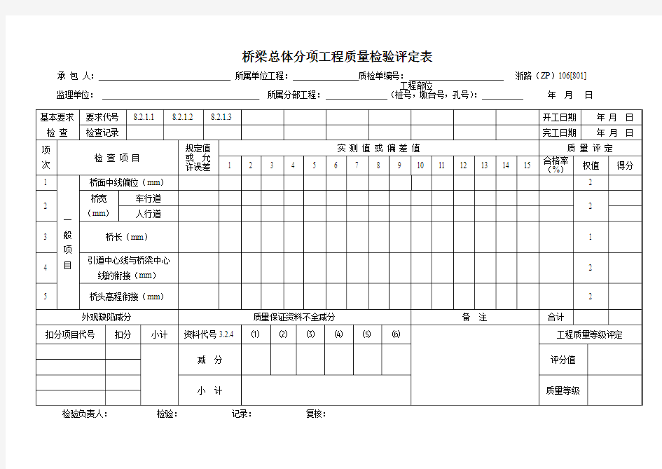 质量检验评定表(ZP)106[801]-[820]