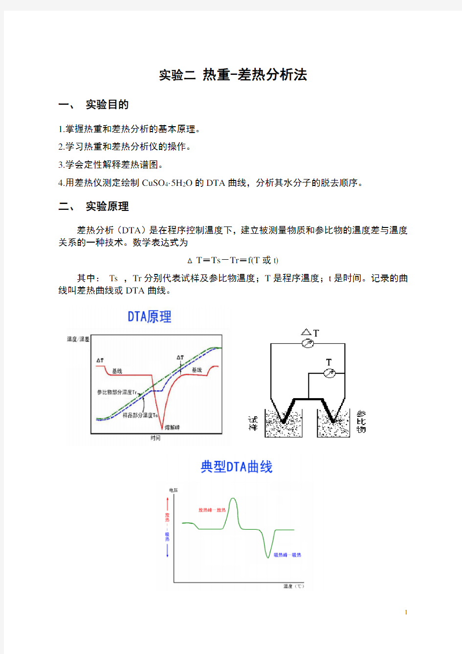 实验二 热重-差热分析法