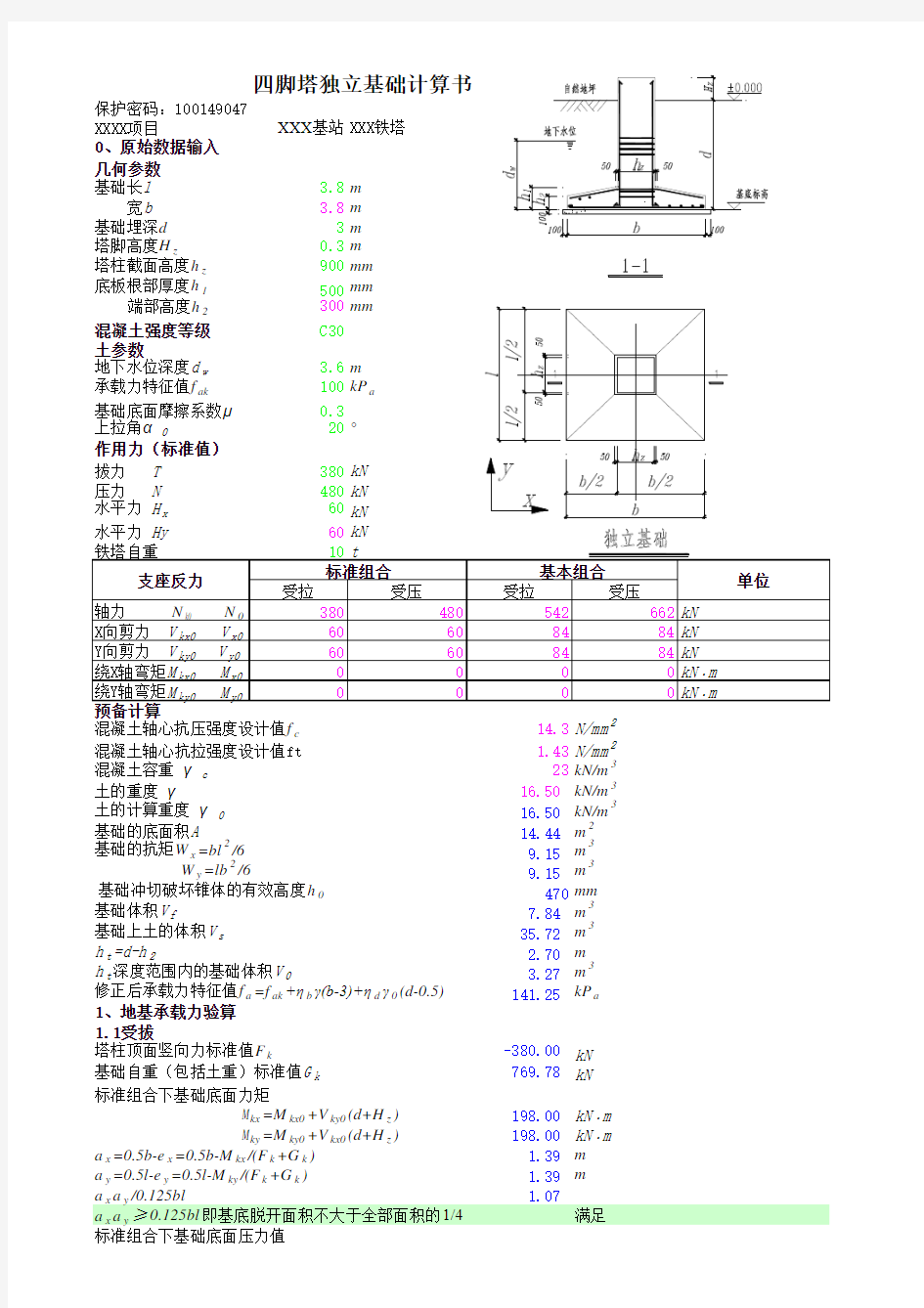 铁塔基础计算书