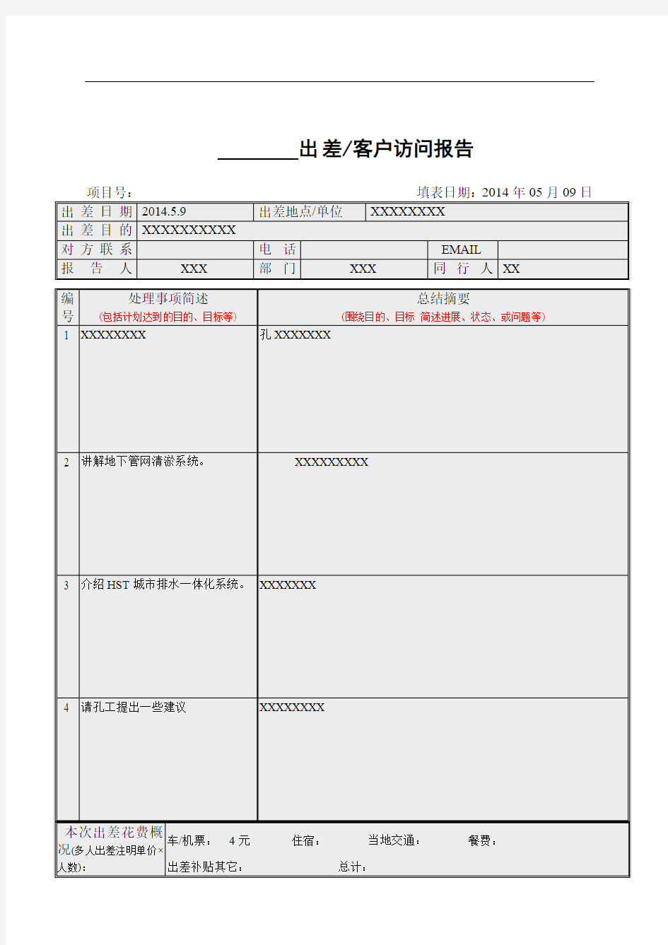 出差报告范本