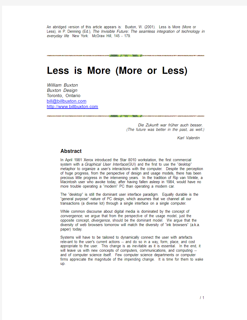 Less is more (More or less