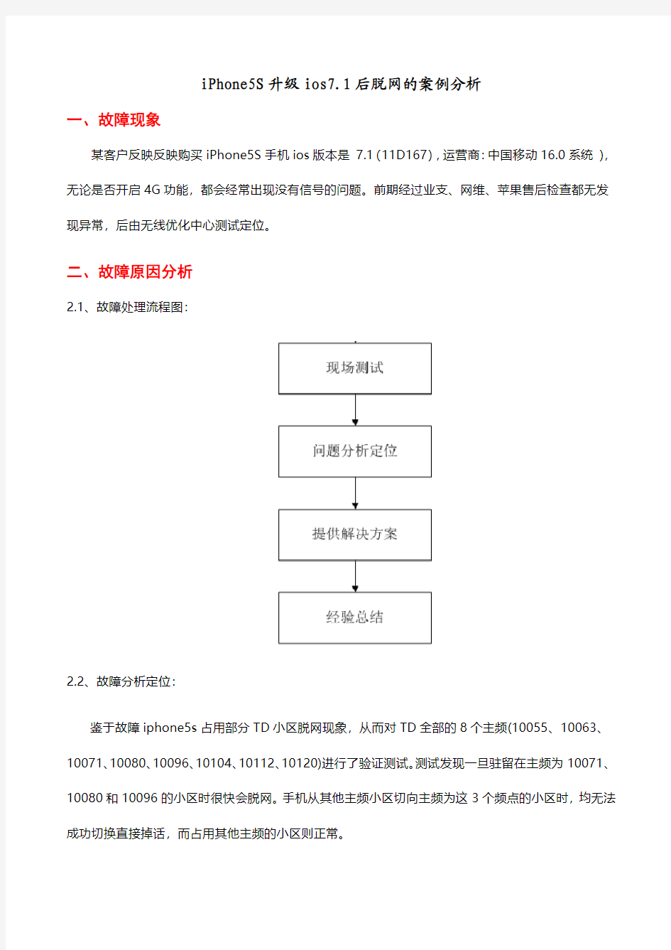 【终端案例】iPhone5S升级ios7.1后脱网的案例分析