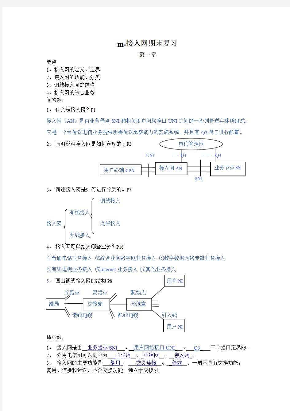 接入网期末复习1