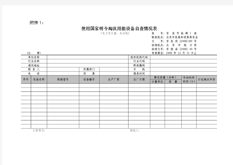 使用国家明令淘汰用能设备自查情况表