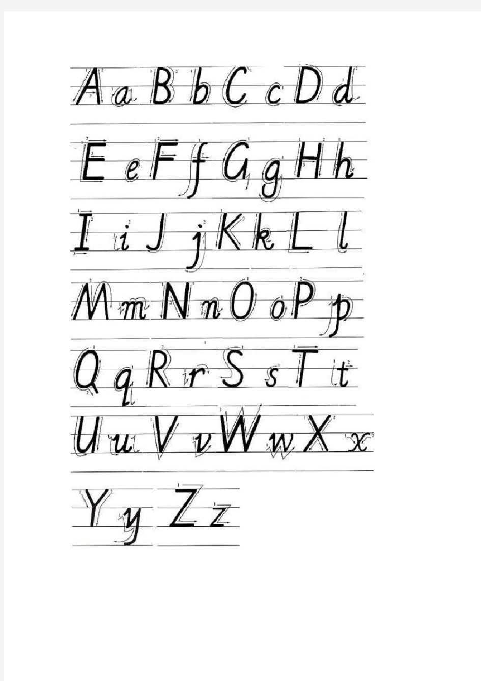 26个字母的正确书写格式