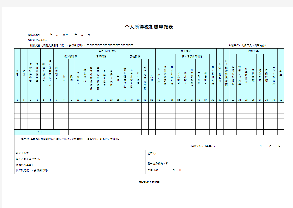 个人所得税扣缴申报表2019.01.01新