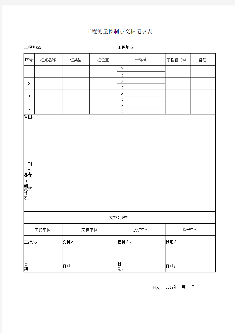 工程测量交桩记录表