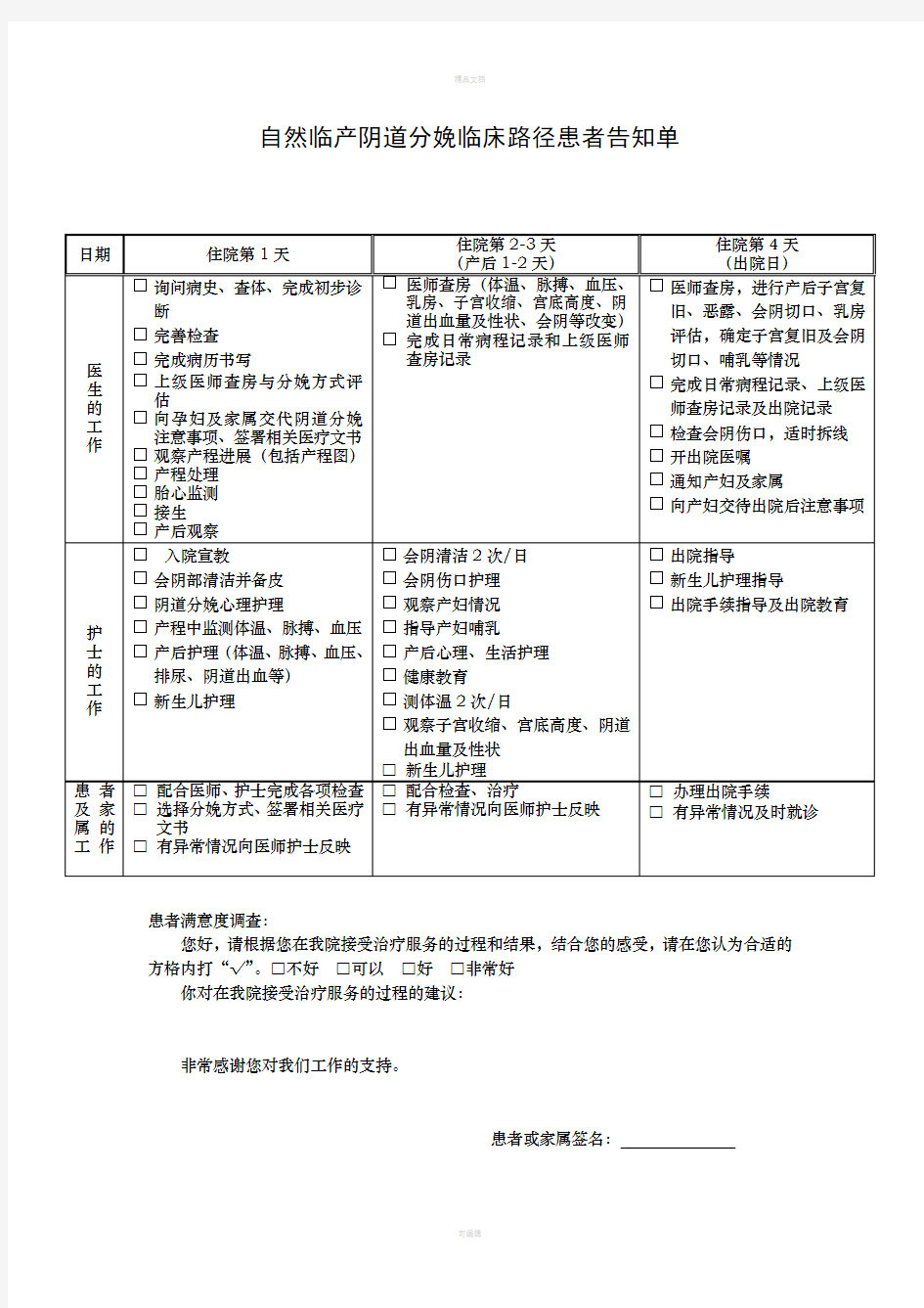 临床路径患者告知单(模版)