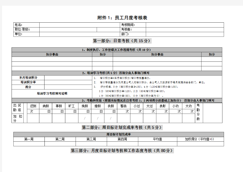 员工度考核表