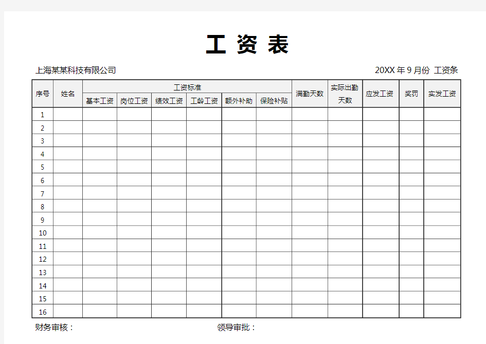 工资表标准版