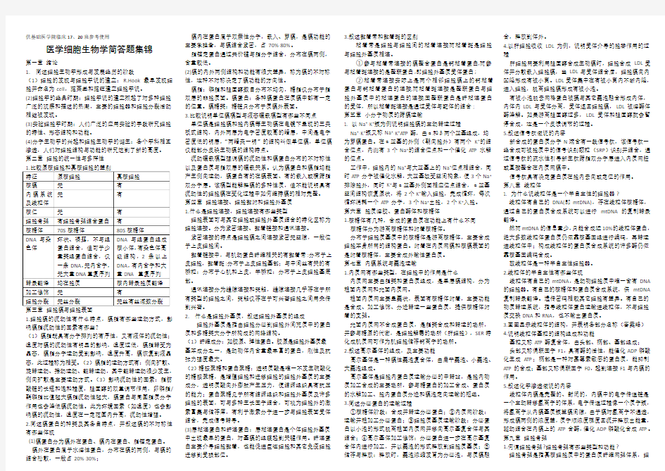 新乡医学院医学细胞生物学简答题