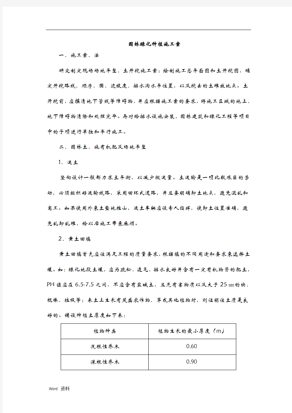 园林绿化种植施工方案