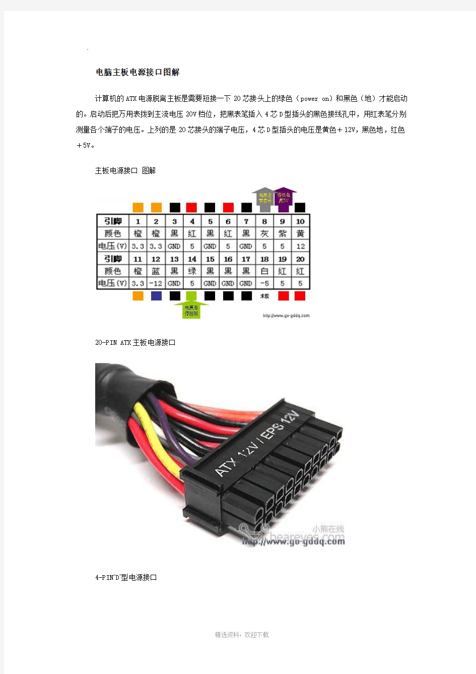 电脑电源接口详解(图解)