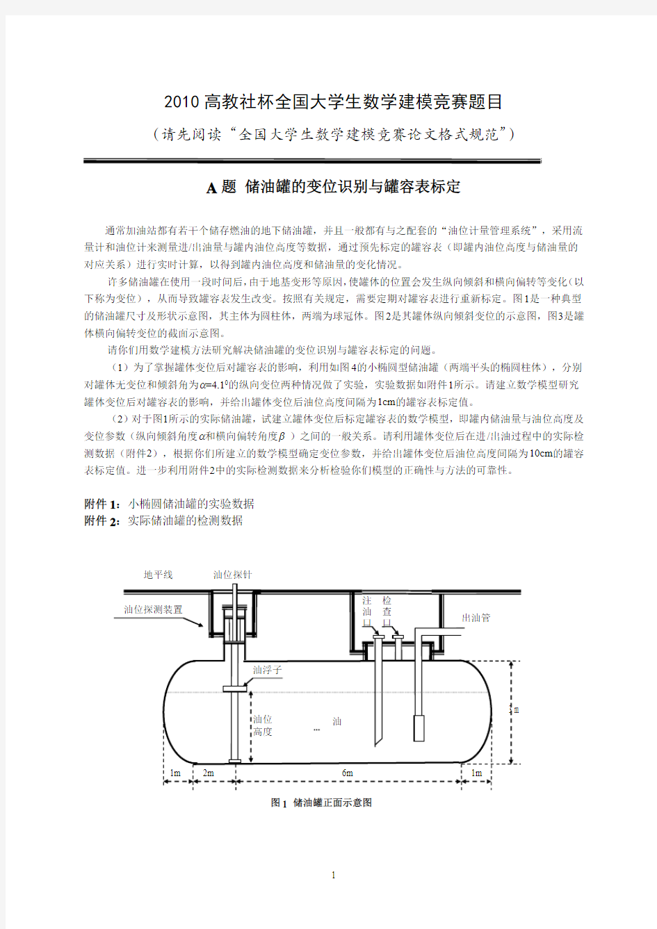 2010高教社杯全国大学生数学建模竞赛题目