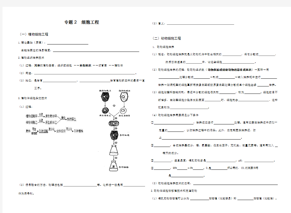 细胞工程知识点填空(附答案)