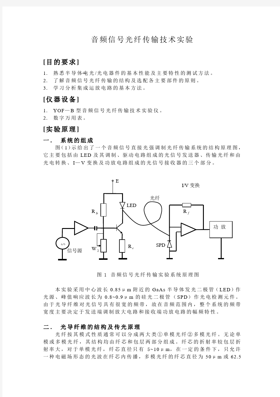 音频信号光纤传输技术实验剖析