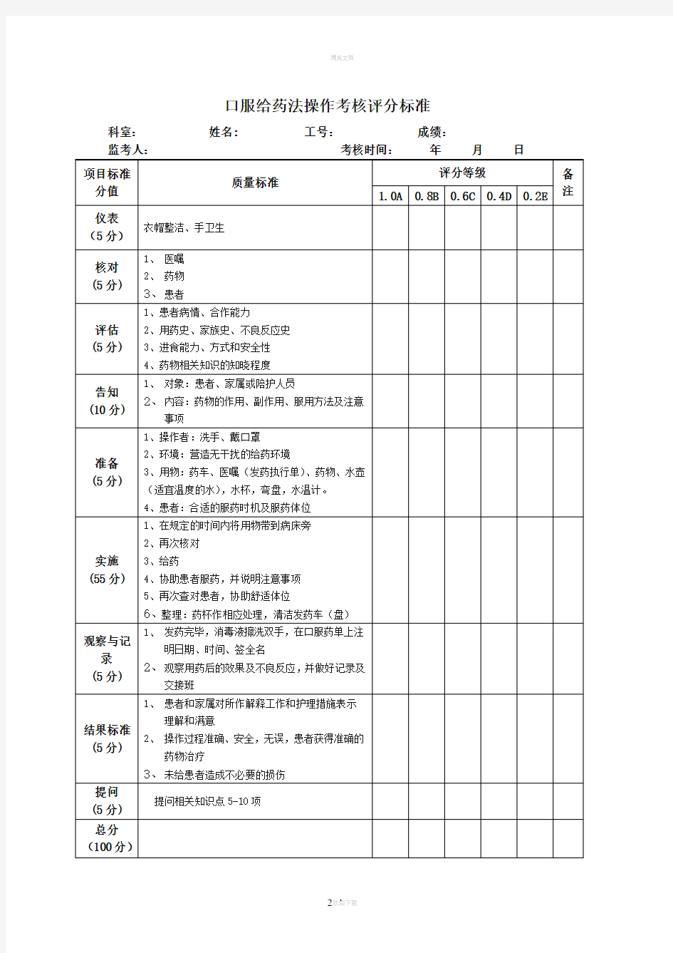 口服给药技术操作流程