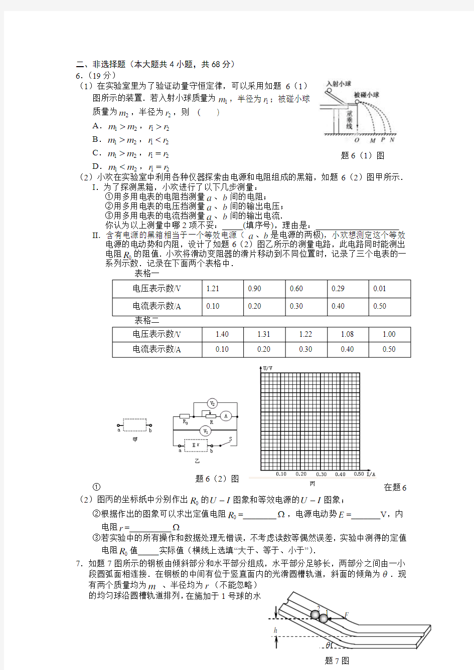 【全国百强校】重庆八中2014届高三第六次月考 物理