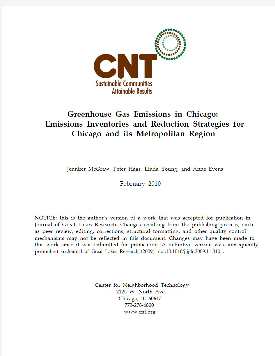 Greenhouse gas emissions in Chicago